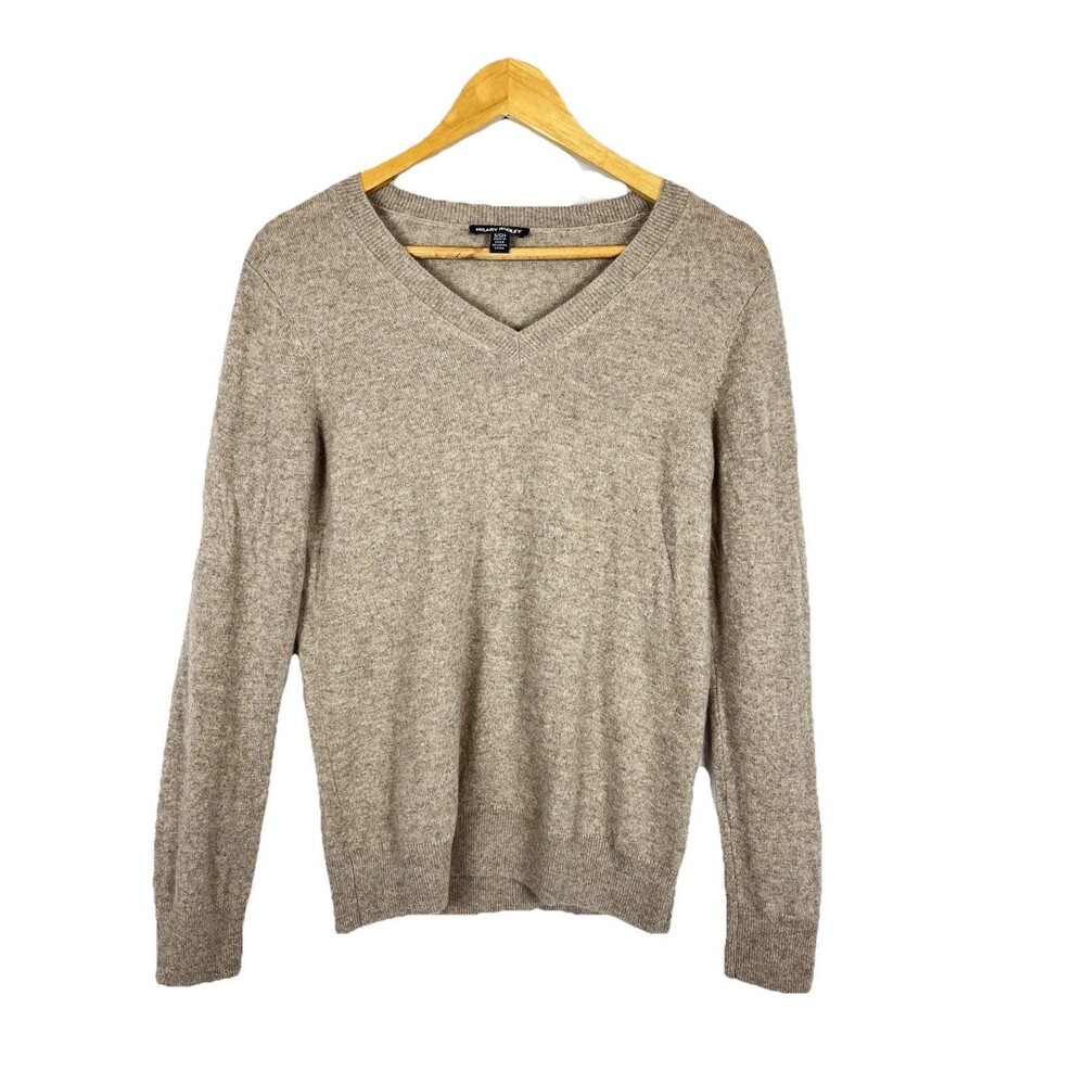 Hilary Radley 100% Cashmere Sweater Women Small Beige V Neck Luxury Soft - Picture 2 of 13